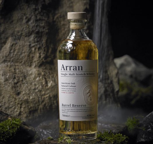 Isle of Arran Scotch Malt Whisky glass bottle made by Verallia with embossing on the neck