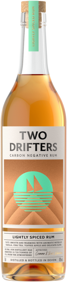 Two Drifters carbon-negative rum sustainable glass bottle made by Verallia