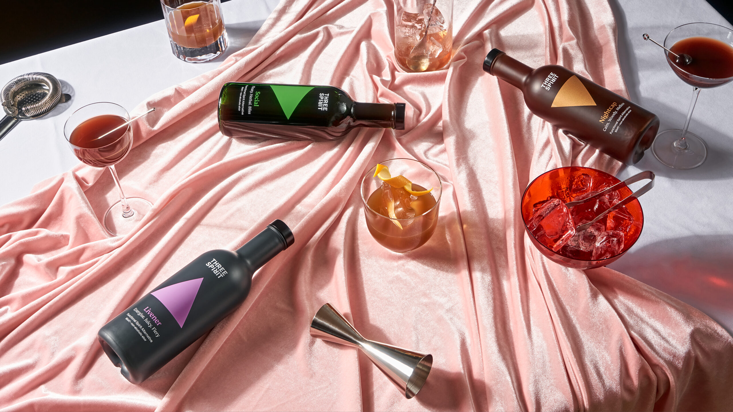 Three Spirit NOLO sustainable glass bottle made by Verallia