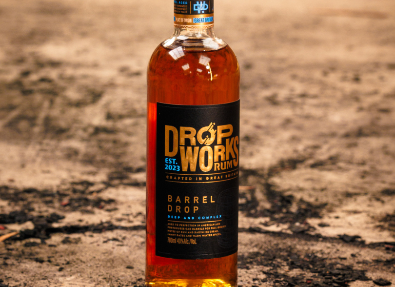 DropWorks Distillery Rum in the ECOVA patet glass bottle.
