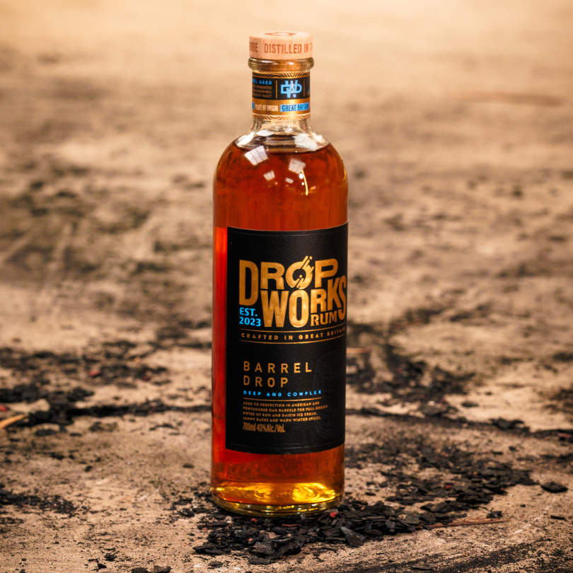 DropWorks Distillery Rum in the ECOVA patet glass bottle.