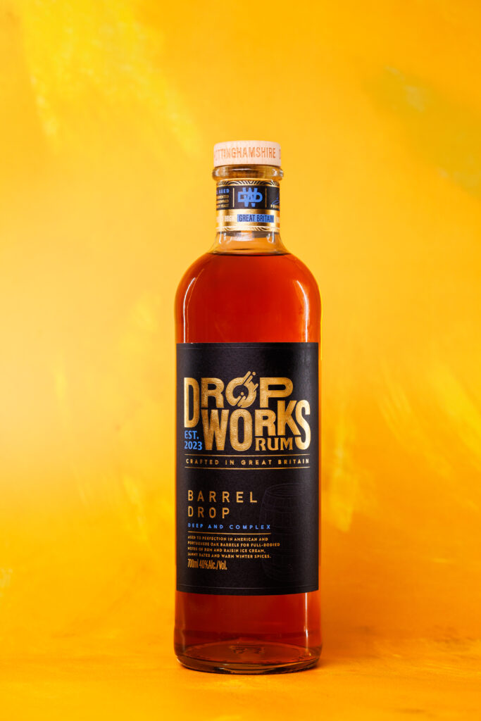 DropWorks Distillery Rum in the ECOVA patet glass bottle.